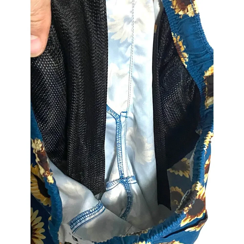 Empyre Grom Sunflowers Swim Board Shorts Mens S Zip Pocket Vacation Summer